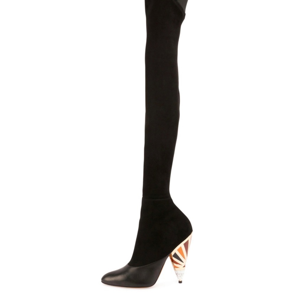 Givenchy printed heel over-the-knee boots Black 34